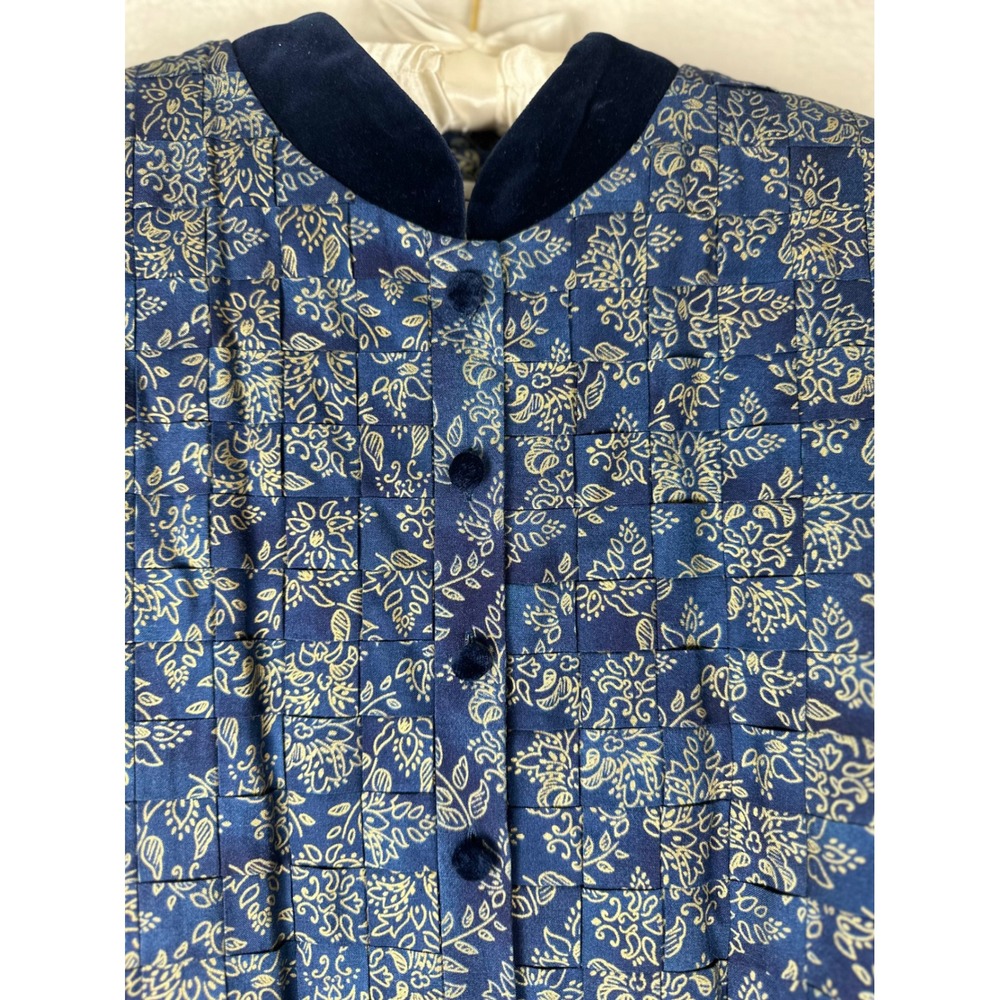Vintage Karin Stevens Midi Dress 12 Blue Prairie Cottagecore Dark Academia Boho - Picture 7 of 11